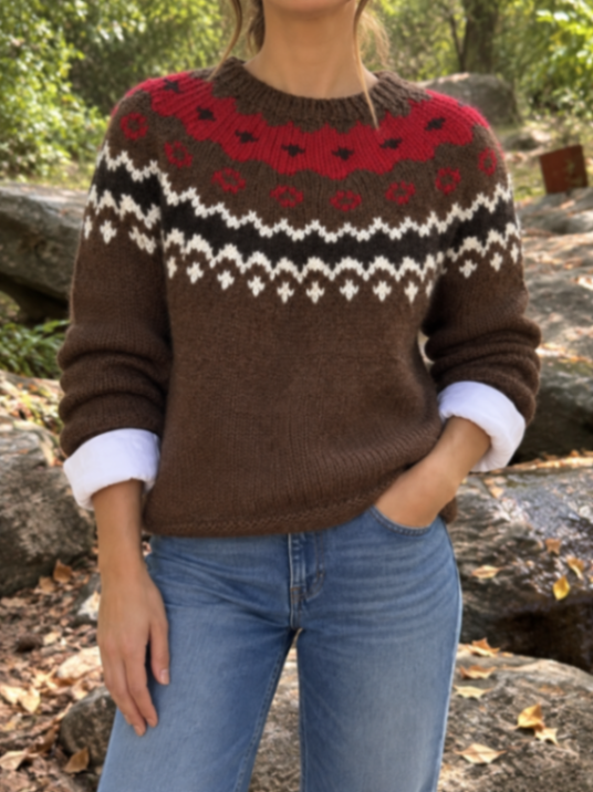 Chocolate base llama sweater 1