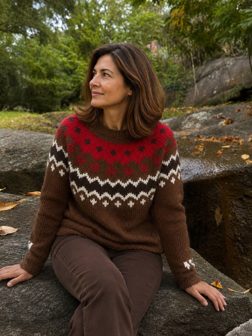 Chocolate base llama sweater 1